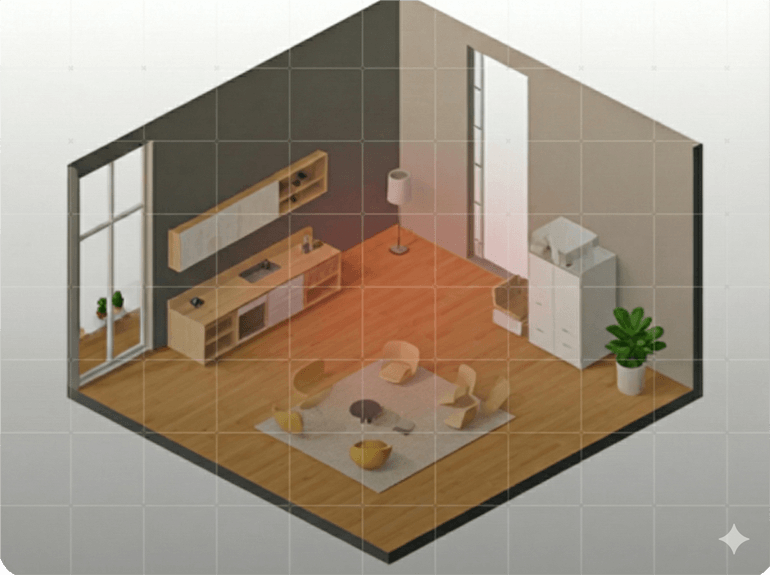 Modern interior floorplan isometric view